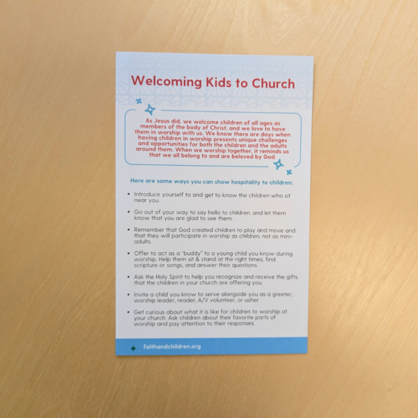 Children in Worship Pew Card
